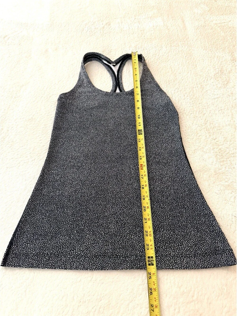 Lululemon Cool Racerback II Tank Women Size 6 Black White Spray Jacquard Luon